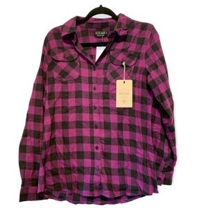 NWT Purple and Black Check Plaid Shirt
